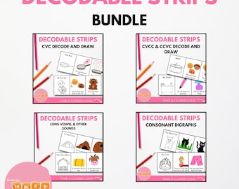 Tiras de libros decodificables: paquete de fonética para decodificar y dibujar - Actividades de lectura en grupo