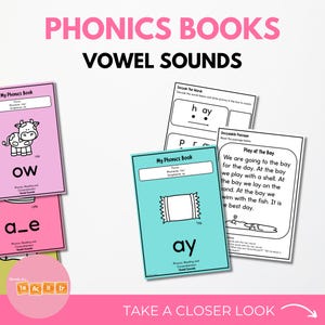 Phonics Books: Long Vowels, Diphthongs and R Controlled Vowel Worksheets, Decodable Passages & Comprehension - Science of Reading