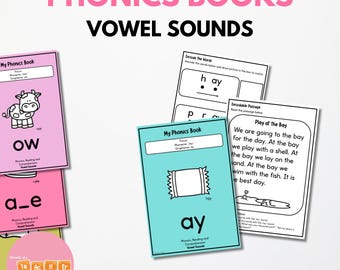 Phonics Books: Long Vowels, Diphthongs and R Controlled Vowel Worksheets, Decodable Passages & Comprehension - Science of Reading