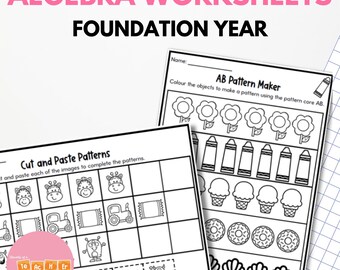 Kindergarten Pattern Math Worksheets - Algebra Strand, Foundation Year, Australian Curriculum