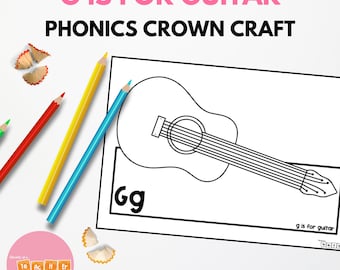 Alphabet and Phonics Crown Craft - G is for Guitar - Sound of the Week Craft