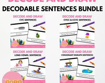 Paquete de decodificación y dibujo de oraciones: habilidades de decodificación y comprensión lectora