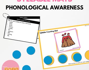 Syllable Counting Mat & Syllable Phonological Awareness Instruction Cards