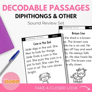Diphthong Decodable Passages for Reading Fluency and Phonics Intervention