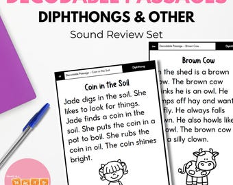 Diphthong Decodable Passages for Reading Fluency and Phonics Intervention
