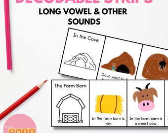 Long Vowel Sounds, Diphthongs, R Controlled Vowel Decodable Book Strips - Decode and Draw - Reading and Comprehension