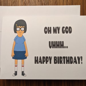 Carte de joyeux anniversaire Bob's Burgers Tina Belcher, Bob's Burgers, jolie carte d'anniversaire drôle