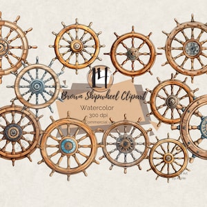 Aquarell nautische Schiffsrad Clipart, braune Schiffsrad Clipart, braune Schiffsrad Ozean Clipart, Schiff Clipart, Nautische PNG