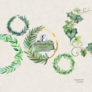 Watercolor Christmas Wreaths Clipart, Christmas Wreath Clipart, Xmas Decoration Green, Merry Christmas PNG