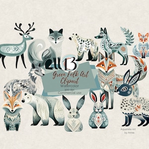 Acquerello Folk Art Green Clipart, Clipart di arte popolare carina, Clipart di arte popolare Fox, Clipart di gattino dell'asilo nido carino, Tartaruga d'arte Gree, PNG verde