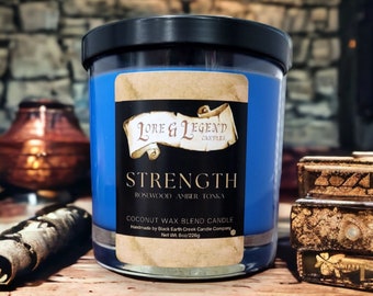 Strength Fantasy Candle, Fantasy Themed Candle, Roleplaying Candle, Tabletop Adventure Candle, DnD themed candle, Nerd Candle, d20 RPG stat