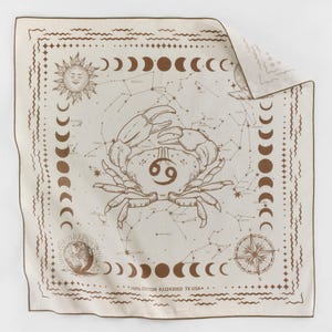 Einzigartige Krebs Jungfrau Waage Skorpion Sternzeichen Baumwolle Bandana Exklusives Design Blauer quadratischer Schal Sonne Mond Sterne Karte Horoskope Tarot Geburtstagsgeschenk