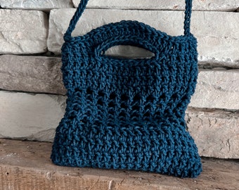 Navy blue crochet purse