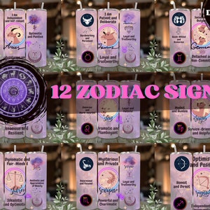 Zodiac Tumbler 20 oz skinny Design PNG - Astrologie Drinkware Art - Digital File für Becher - Instant Download