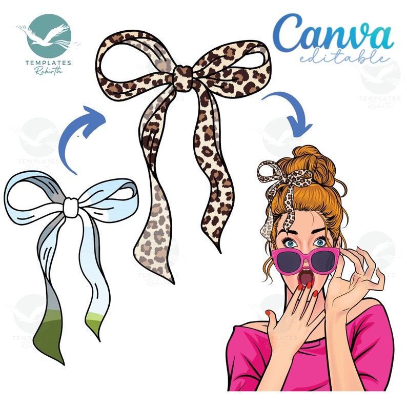 Coquette Bow Frames: Canva Editable Ribbon Template (digital Download ...