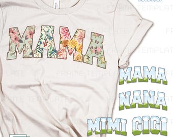 Mama Nana Mimi Gigi Font Frame Template Canva: Sport Varsity Photo Frames Alphabet PNG.