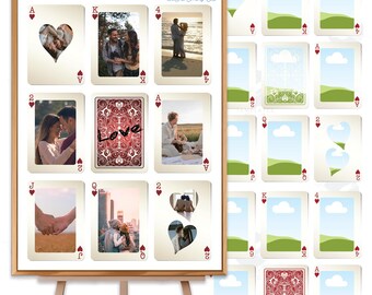 Modèle de cadre pour collage photo de cartes à jouer de la Saint-Valentin : art mural anniversaire personnalisé imprimable (téléchargement numérique)