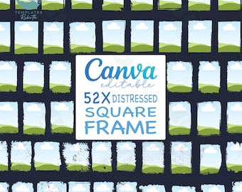 Distressed Square Frames: Canva Editable Photo Collage Template (Digital Download)