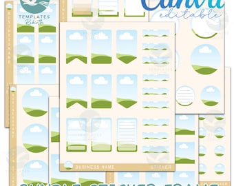 Canva Editable Sticker Frame Bundle: Printable Sticker Sheets (Digital Download)