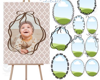 Lot de cadres pour collage photo rectangle ovale : modèle Canva (téléchargement numérique)