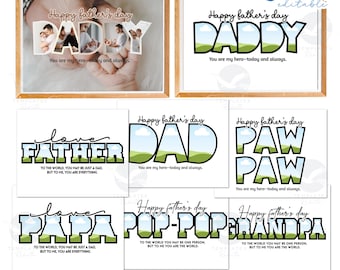 Dad Photo Collage Frame Template, Canva Editable (Digital Download)
