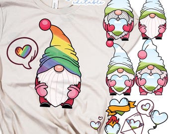 Cadre photo Valentine Love Gnomes : modèle modifiable CANVA (téléchargement numérique)