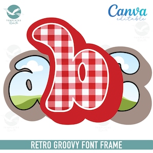 Retro Groovy Font Frame: Canva Editable Alphabet Set (Digital Download)