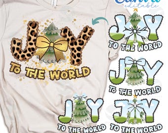 Modèle Coquette de sapin de Noël sur toile : cadre lettre Joy to the World (téléchargement numérique)