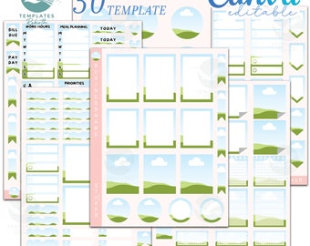 Canva Sticker Frame Template: 30 Editable Sticker Sheets (Digital Download)