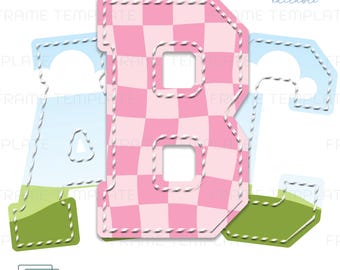 Sport Varsity Sewing Font Frame: Uppercase Letters Canva Editable ,Embroidery Alphabet Set (Digital Download)