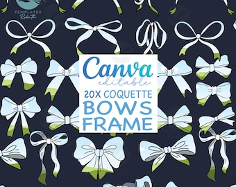 Coquette Bow Frames: Canva Editable Ribbon Template (Digital Download)