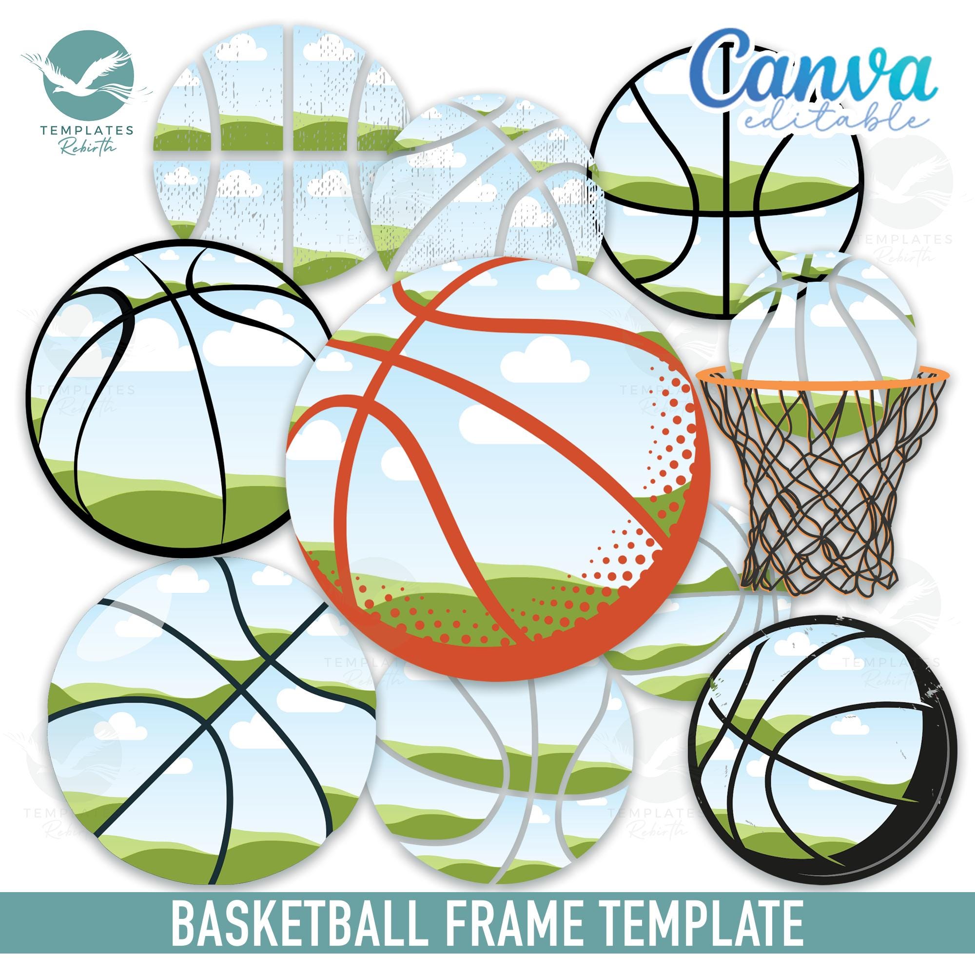 Basketball Photo Collage Frames: Canva Template Bundle (digital ...