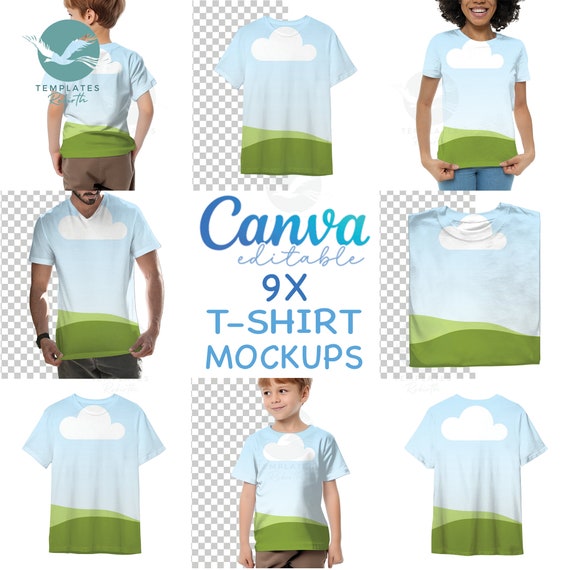 Canva T-Shirt Mockup Bundle: Editable Transparency Shop Overlays (Digital Download)