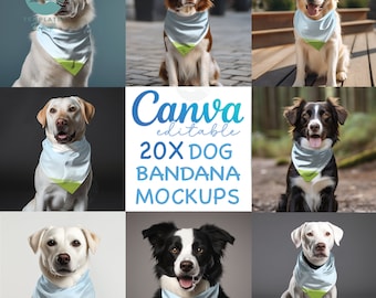 Dog Bandana Mockups: Canva Editable Pet Collar Template (Digital Download)