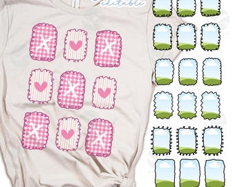 Cadres photo rectangulaires avec bordure à griffonnage : modèle de collage photo modifiable avec contour ondulé (téléchargement numérique)