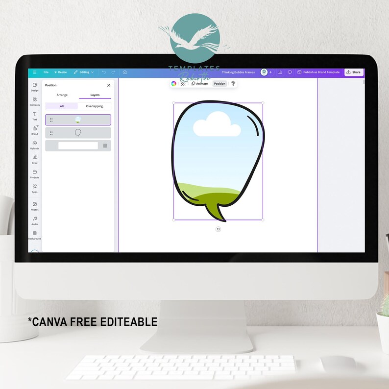 Thinking Bubble Frames CANVA Editable, Talking Sign Custom Shirt