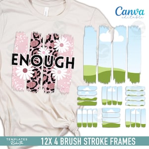 Puede incluir: Un diseño digital con 12 marcos de trazos de pincel en una variedad de colores y patrones. Los marcos son perfectos para agregar un toque único a tus diseños. Los marcos están disponibles en una variedad de tamaños y se pueden personalizar para adaptarse a tus necesidades.