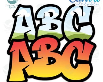 Graffiti Alphabet Frame: Canva Editable Font Template (Digital Download)