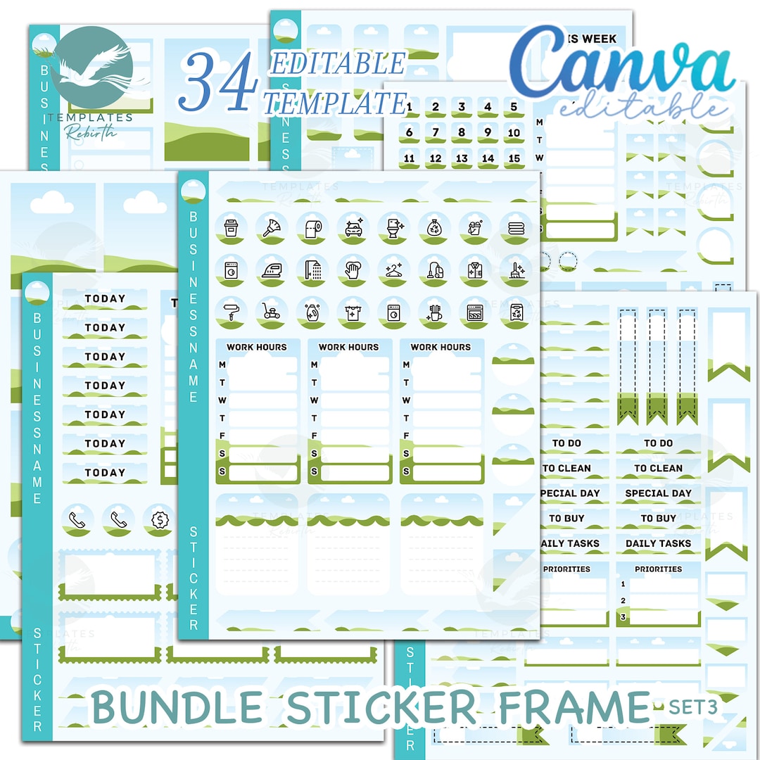 Canva Sticker Sheet Template: Planner Stickers Bundle (digital Download