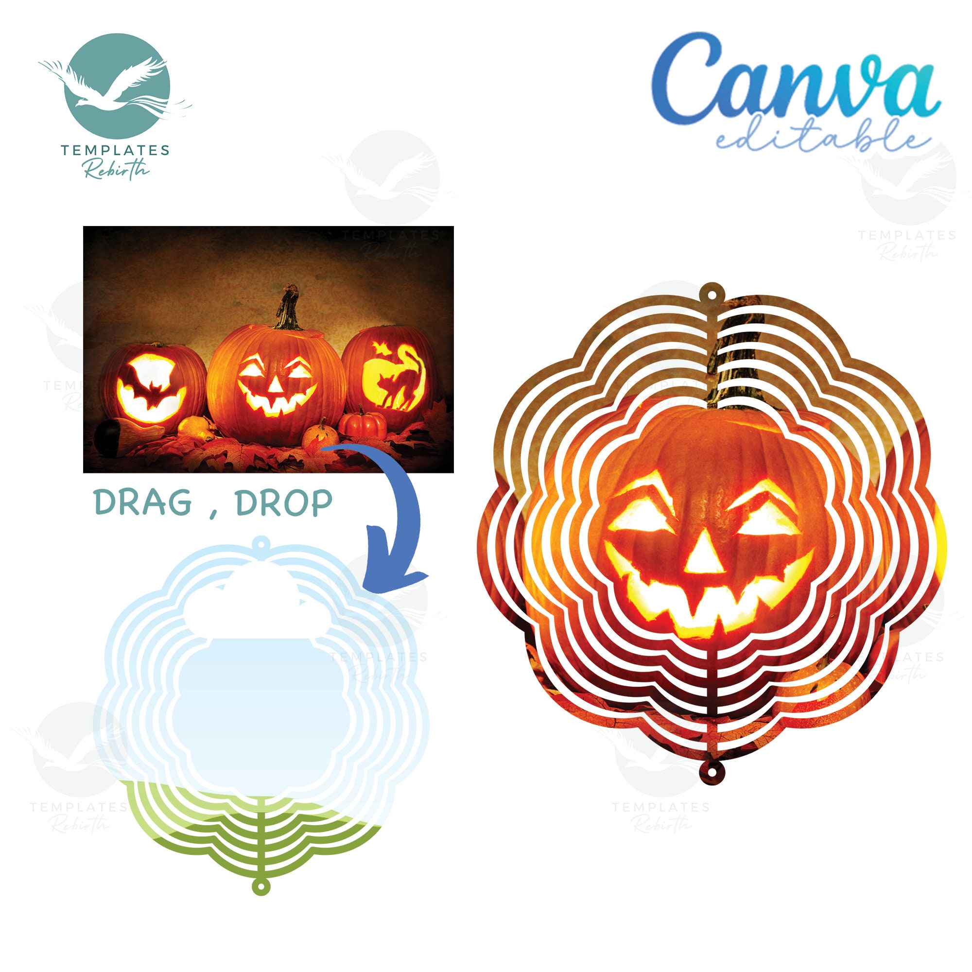 Spinner Sign Frame Wind Spinner Canva Frames: Photo Collage Sublimation Design (digital ...
