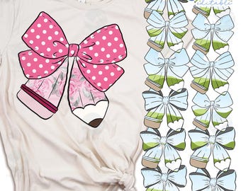 Cadres avec noeud crayon : design par sublimation pour professeur (modifiable sur toile, PNG)