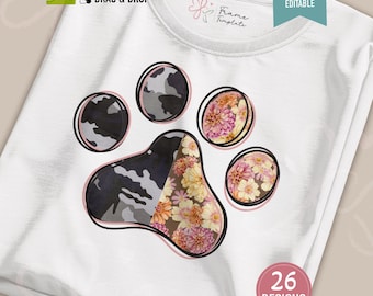 Paw Print Photo Frame Canva Template: Pet Sublimation Design (Digital Download)