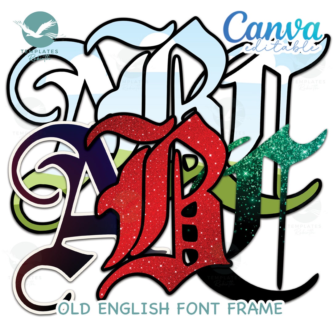 Old English Alphabet Uppercase and Lowercase Frame CANVA Editable.fill ...