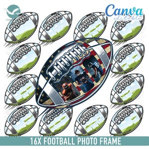 Bundle Fußball Foto Collage Rahmen Canva bearbeitbar, füllen Sie Ihr eigenes Bild Sport Rahmen Vorlage, Foto Collage Sublimation Design PNG