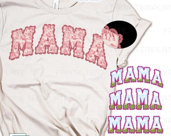 Modèle de cadre de police de caractères Mama Preppy Lace Patchwork Canva : Alphabet sport universitaire rétro chrétien PNG.