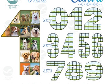 Numbered Photo Collage Frame: Canva Editable Template (Digital Download)