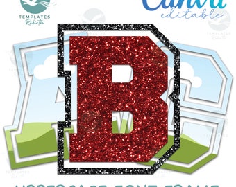 Sport Letter Frame: Uppercase Alphabet Photo Template (Canva Editable)
