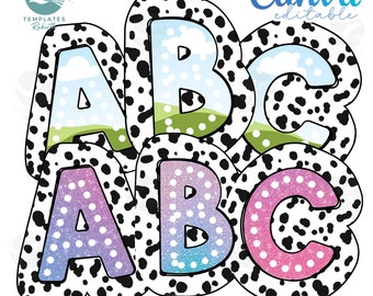 Dalmatian Dots Alphabet Frame: Canva Template (Digital Download)