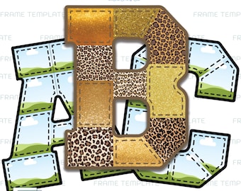 Modèle de collage de photos de polices de broderie universitaire : lettres majuscules sport pour toile (téléchargement numérique)