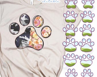 Modèle canva de cadre photo empreinte de patte : design par sublimation pour animal de compagnie (téléchargement numérique)